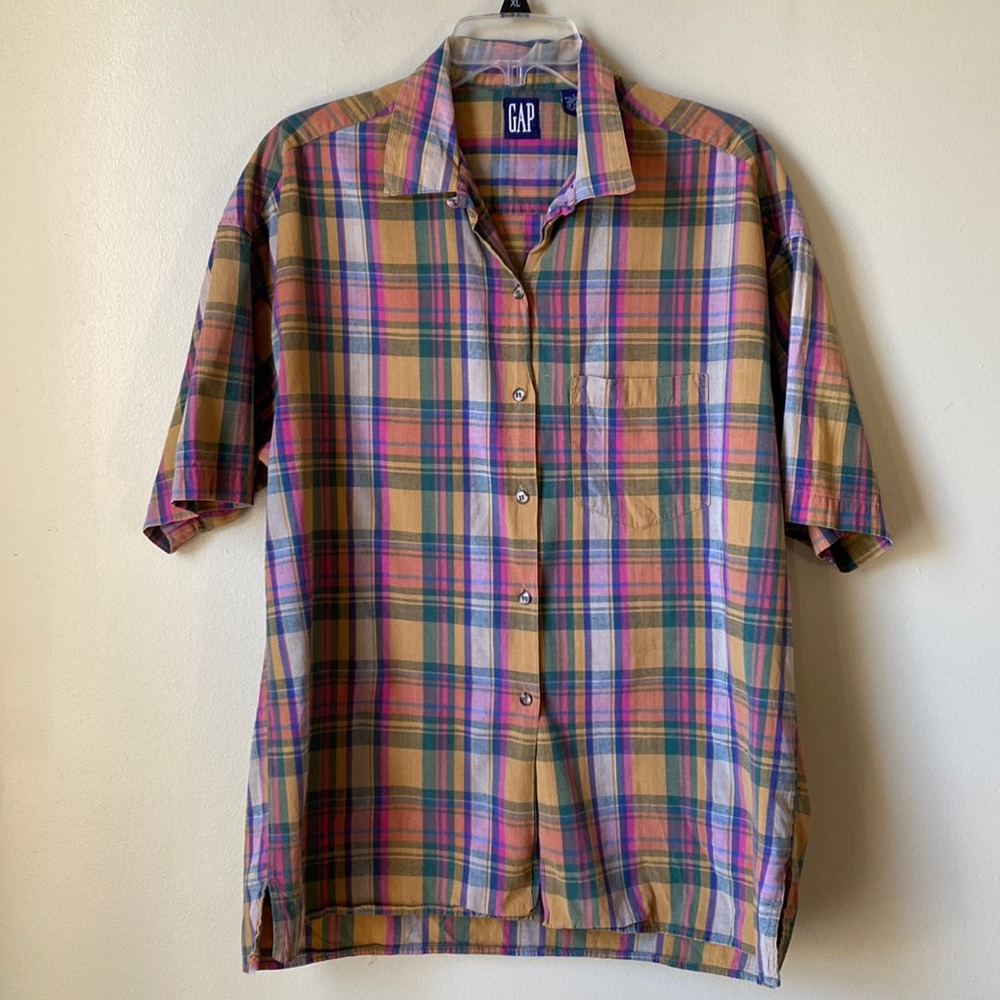Gap | Y2K 90’s button front plaid shirt